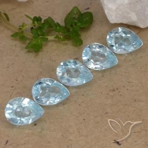 4.20 ctw Blue Topaz Stones, Natural Topaz in Pear Facet Shape for Sale