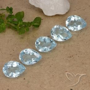 4.16 ctw Blue Topaz Stones, Natural Topaz in Pear Facet Shape for Sale