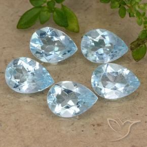 3.97 ctw Blue Topaz Stones, Natural Topaz in Pear Facet Shape for Sale