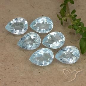5.02 ctw Blue Topaz Stones, Natural Topaz in Pear Facet Shape for Sale