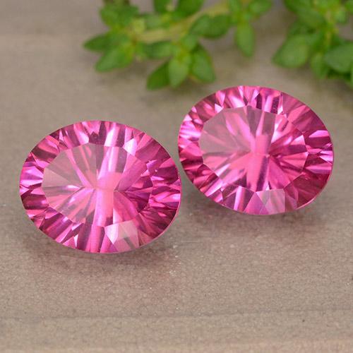 6.13 ctw Pink Topaz Stones, Natural Topaz in Oval Concave Cut Shape for Sale