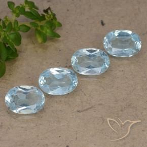 3.62 ctw Blue Topaz Stones, Natural Topaz in Oval Facet Shape for Sale