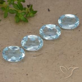 3.61 ctw Blue Topaz Stones, Natural Topaz in Oval Facet Shape for Sale