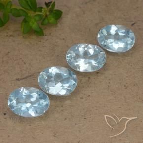 3.64 ctw Blue Topaz Stones, Natural Topaz in Oval Facet Shape for Sale