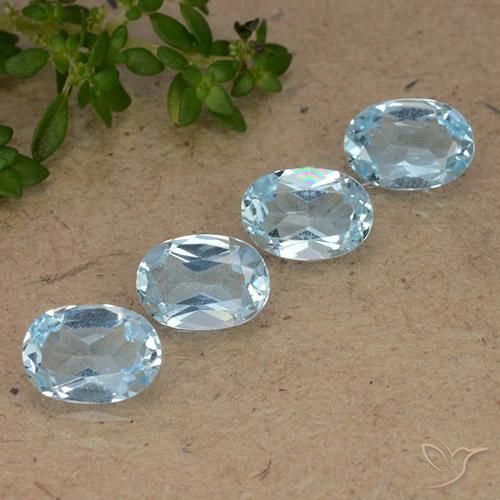 3.52 ctw Blue Topaz Stones, Natural Topaz in Oval Facet Shape for Sale