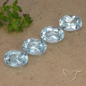 4.14 ctw Blue Topaz Stones, Natural Topaz in Oval Facet Shape for Sale