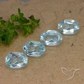 3.73 ctw Blue Topaz Stones, Natural Topaz in Oval Facet Shape for Sale