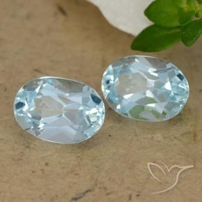 2.04 ctw Blue Topaz Stones, Natural Topaz in Oval Facet Shape for Sale