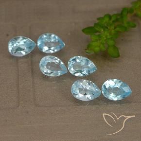 4.35 ctw Blue Topaz Stones, Natural Topaz in Pear Facet Shape for Sale