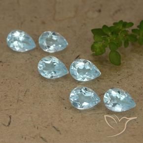 4.09 ctw Blue Topaz Stones, Natural Topaz in Pear Facet Shape for Sale