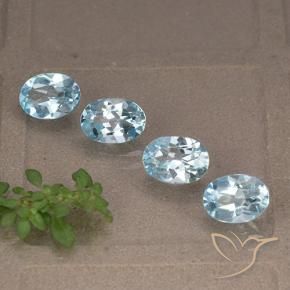 3.71 ctw Blue Topaz Stones, Natural Topaz in Oval Facet Shape for Sale