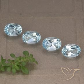 3.76 ctw Blue Topaz Stones, Natural Topaz in Oval Facet Shape for Sale