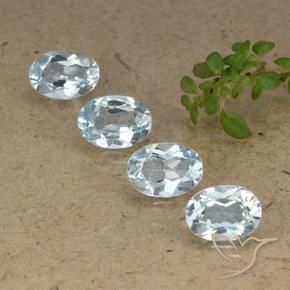3.94 ctw Blue Topaz Stones, Natural Topaz in Oval Facet Shape for Sale