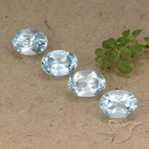 4.08 ctw Blue Topaz Stones, Natural Topaz in Oval Facet Shape for Sale