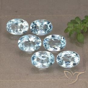 6.19 ctw Blue Topaz Stones, Natural Topaz in Oval Facet Shape for Sale