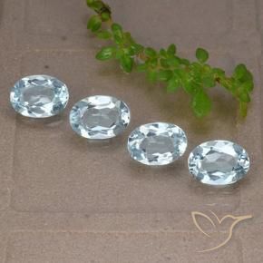 3.78 ctw Blue Topaz Stones, Natural Topaz in Oval Facet Shape for Sale