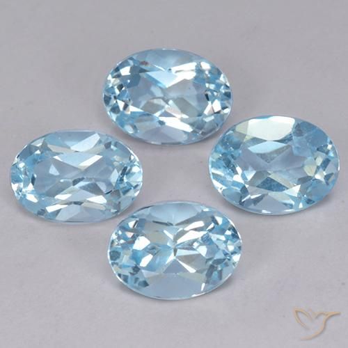 3.78 ctw Blue Topaz Stones, Natural Topaz in Oval Facet Shape for Sale