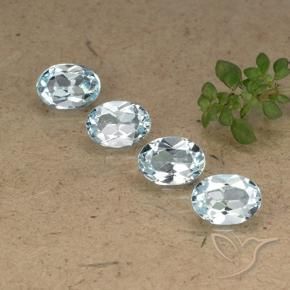 4.03 ctw Blue Topaz Stones, Natural Topaz in Oval Facet Shape for Sale