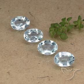 3.98 ctw Blue Topaz Stones, Natural Topaz in Oval Facet Shape for Sale