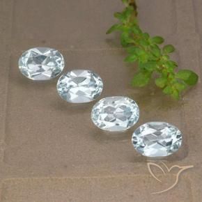 4.12 ctw Blue Topaz Stones, Natural Topaz in Oval Facet Shape for Sale