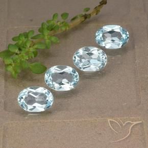 3.63 ctw Blue Topaz Stones, Natural Topaz in Oval Facet Shape for Sale