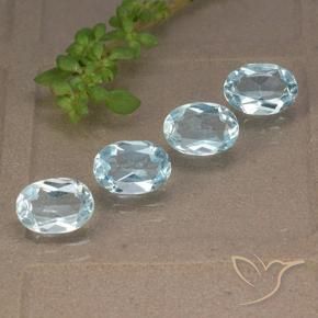 3.61 ctw Blue Topaz Stones, Natural Topaz in Oval Facet Shape for Sale