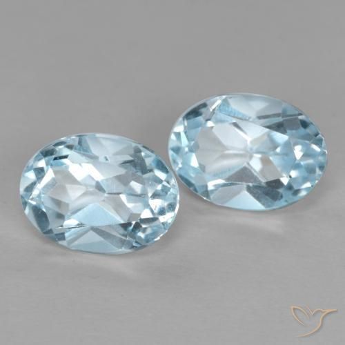 2.18 ctw Blue Topaz Stones, Natural Topaz in Oval Facet Shape for Sale