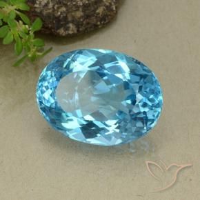 37.42 ct Blue Topaz Stone, Natural Topaz in Oval Facet Shape for Sale