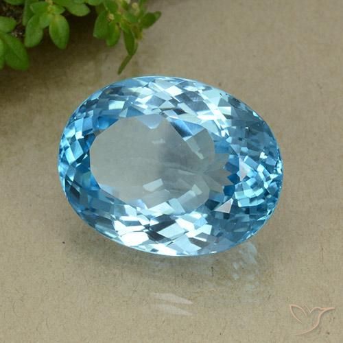 35.73 ct Blue Topaz Stone, Natural Topaz in Oval Facet Shape for Sale