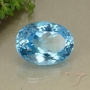 42.86 ct Blue Topaz Stone, Natural Topaz in Oval Facet Shape for Sale