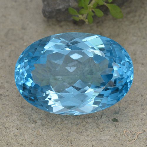 46.48ct Loose Swiss Blue Topaz Gemstone | Oval Cut | 25.7 x 17.9 mm ...