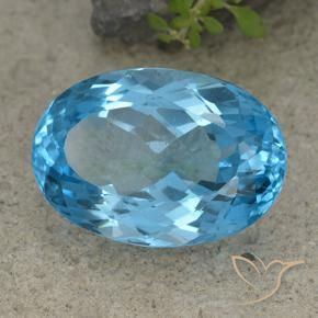 46.48 ct Blue Topaz Stone, Natural Topaz in Oval Facet Shape for Sale