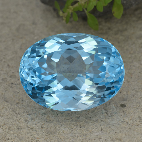 Deep Baby Blue Топаз Камень - 40ct Фасетный Овал (ID: 499047)