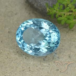 33.77 ct Blue Topaz Stone, Natural Topaz in Oval Facet Shape for Sale