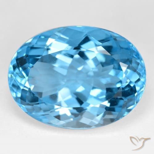 41.33ct Natural Swiss Blue Topaz, Oval, VVS-VS