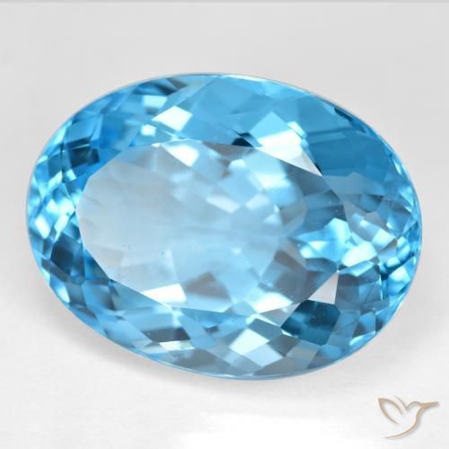 41.33 ct Blue Topaz Stone, Natural Topaz in Oval Facet Shape for Sale