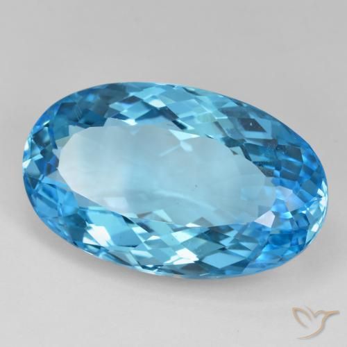 40.56 ct Blue Topaz Stone, Natural Topaz in Oval Facet Shape for Sale