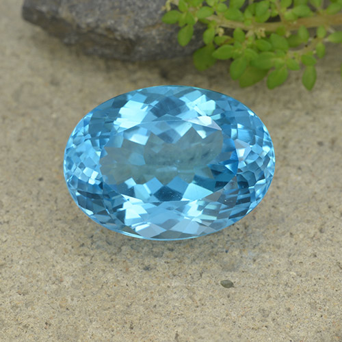 Свисс-Блю Топаз Камень - 30.7ct Фасетный Овал (ID: 499067)