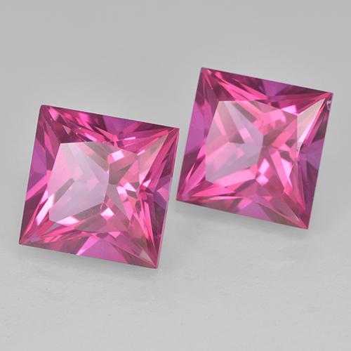 12.52 ctw Pink Topaz Stones, Natural Topaz in Princess-Cut Shape for Sale