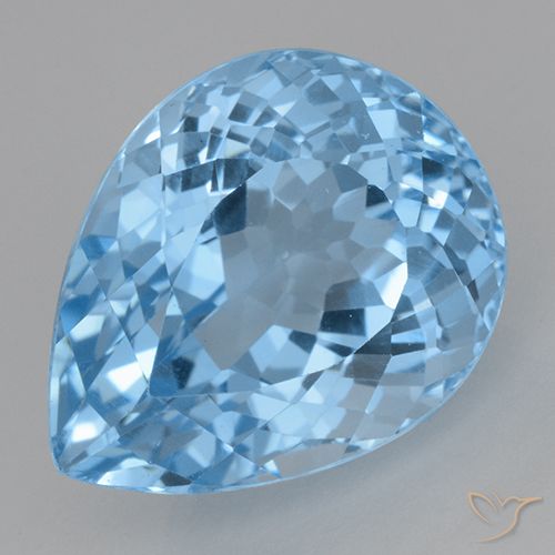 22.77 ct Swiss Blue Topaz, 19.3 x 15.2 mm Pear Cut From Brazil, Photo A