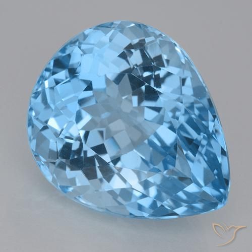 20 x 16.6mm Pear Facet Blue Topaz from Brazil, Weight of 28.54ct, Natural irradiated Gemstone in VVS-VS Clarity, 1pc Topaz - Color: Baby Blue, Mohs Hardness of 8 suitable for daily wear jewelry, Traditional August Birthstone, Photo A