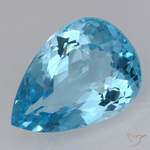 20.89ct Natural Swiss Blue Topaz, Pear Shape, VVS-VS
