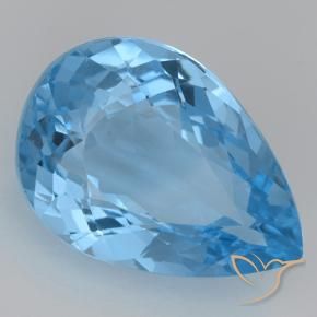 21.47 ct Blue Topaz Stone, Natural Topaz in Pear Facet Shape for Sale
