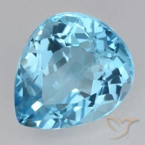 21.97 ct Blue Topaz Stone, Natural Topaz in Pear Facet Shape for Sale