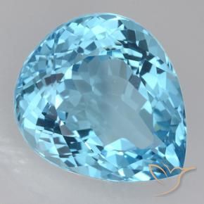 21.58 ct Blue Topaz Stone, Natural Topaz in Pear Facet Shape for Sale