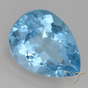 15.12 ct Blue Topaz Stone, Natural Topaz in Pear Facet Shape for Sale