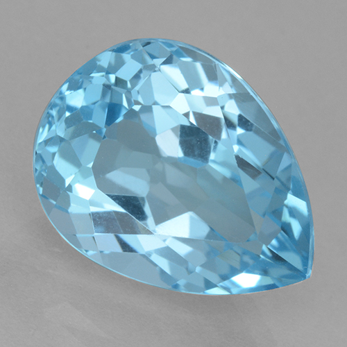 Swiss Blue Topas Edelstein - 12.6ct Birnen Schliff (ID: 500434)