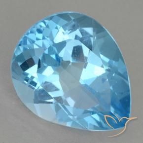 13.09 ct Blue Topaz Stone, Natural Topaz in Pear Facet Shape for Sale