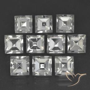 8.36 ctw White Topaz Stones, Natural Topaz in Square Step-Cut Shape for Sale