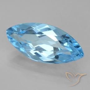 3.63 ct Blue Topaz Stone, Natural Topaz in Marquise Facet Shape for Sale